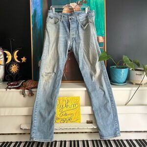 Fifty five Diesel Stylish Light Blue Men's Skinny Jeans 32 4 Button Fly